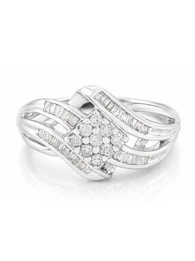 Genuine 0.48 Cts Diamond Ring 10k White Gold